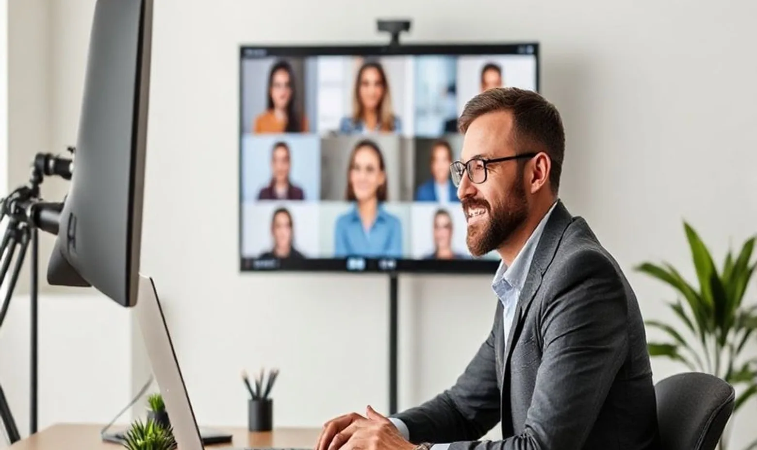 Professional webinar studio setup